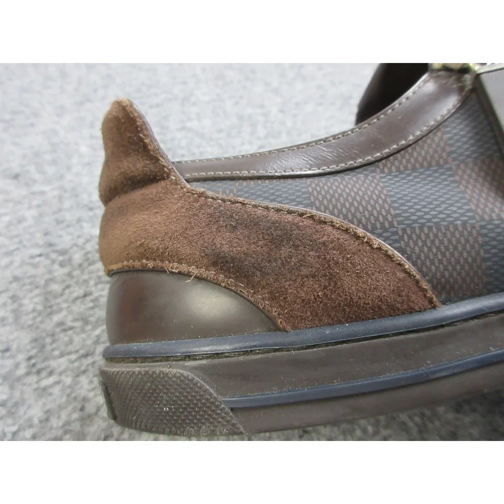 Louis Vuitton Shoes Mens Size 7.5 Damier Canvas Low Top Leather‎ Sneaker Zip